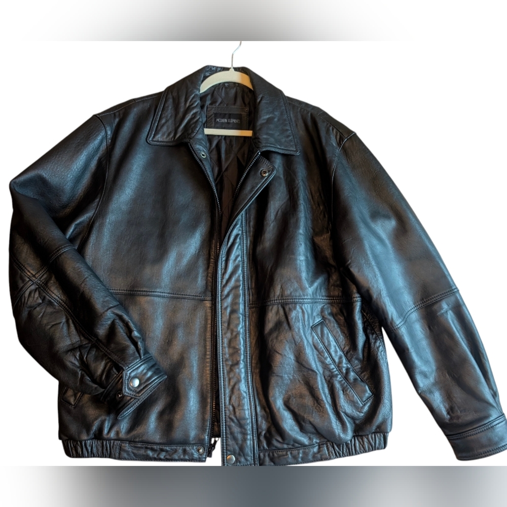 Modern Elements Men's Black Leather Jacket